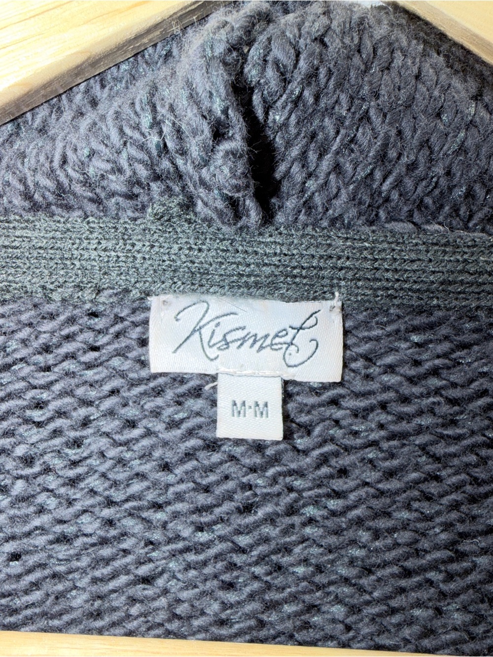 86% Cotton Ladies Charcoal Gray Hooded Zip Sweater with Teal Geometric Pattern 🌎 - Picture 2 of 6